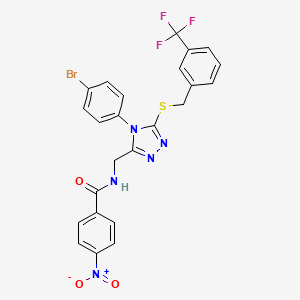 molecular formula C24H17BrF3N5O3S B2458366 N-((4-(4-溴苯基)-5-((3-(三氟甲基)苄基)硫代)-4H-1,2,4-三唑-3-基)甲基)-4-硝基苯甲酰胺 CAS No. 389070-65-9