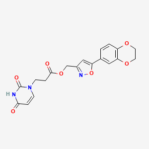 molecular formula C19H17N3O7 B2458391 (5-(2,3-dihydrobenzo[b][1,4]dioxin-6-yl)isoxazol-3-yl)methyl 3-(2,4-dioxo-3,4-dihydropyrimidin-1(2H)-yl)propanoate CAS No. 1203201-47-1