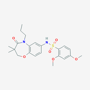 molecular formula C22H28N2O6S B2458393 N-(3,3-dimethyl-4-oxo-5-propyl-2,3,4,5-tetrahydrobenzo[b][1,4]oxazepin-7-yl)-2,4-dimethoxybenzenesulfonamide CAS No. 922003-42-7