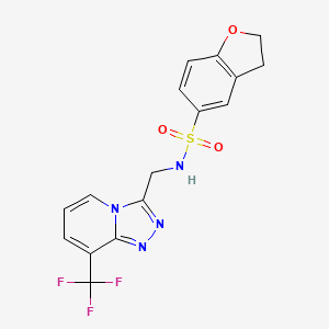 molecular formula C16H13F3N4O3S B2458395 N-((8-(trifluoromethyl)-[1,2,4]triazolo[4,3-a]pyridin-3-yl)methyl)-2,3-dihydrobenzofuran-5-sulfonamide CAS No. 2034601-95-9