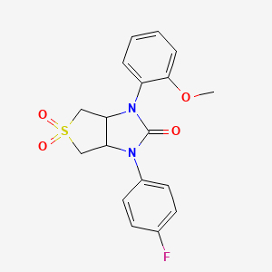molecular formula C18H17FN2O4S B2458396 1-(4-fluorophenyl)-3-(2-methoxyphenyl)tetrahydro-1H-thieno[3,4-d]imidazol-2(3H)-one 5,5-dioxide CAS No. 873811-30-4