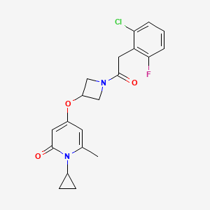 molecular formula C20H20ClFN2O3 B2458399 4-((1-(2-(2-chloro-6-fluorophenyl)acetyl)azetidin-3-yl)oxy)-1-cyclopropyl-6-methylpyridin-2(1H)-one CAS No. 2034312-19-9