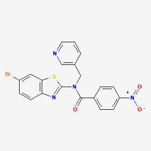 molecular formula C20H13BrN4O3S B2458401 N-(6-bromobenzo[d]thiazol-2-yl)-4-nitro-N-(pyridin-3-ylmethyl)benzamide CAS No. 895024-54-1