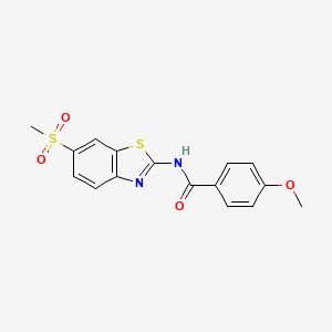 molecular formula C16H14N2O4S2 B2458404 N-(6-Methanesulfonyl-benzothiazol-2-yl)-4-methoxy-benzamide CAS No. 324778-88-3