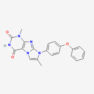 molecular formula C21H17N5O3 B2458409 1,7-dimethyl-8-(4-phenoxyphenyl)-1H-imidazo[2,1-f]purine-2,4(3H,8H)-dione CAS No. 876901-64-3