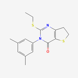 molecular formula C16H18N2OS2 B2458434 3-(3,5-二甲基苯基)-2-乙基硫代-6,7-二氢噻吩并[3,2-d]嘧啶-4-酮 CAS No. 877653-20-8