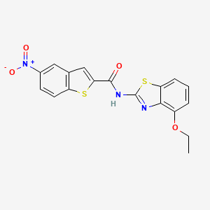 molecular formula C18H13N3O4S2 B2458466 N-(4-ethoxy-1,3-benzothiazol-2-yl)-5-nitro-1-benzothiophene-2-carboxamide CAS No. 391867-29-1