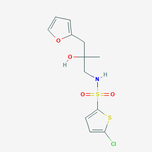 molecular formula C12H14ClNO4S2 B2458476 5-chloro-N-(3-(furan-2-yl)-2-hydroxy-2-methylpropyl)thiophene-2-sulfonamide CAS No. 1798523-60-0