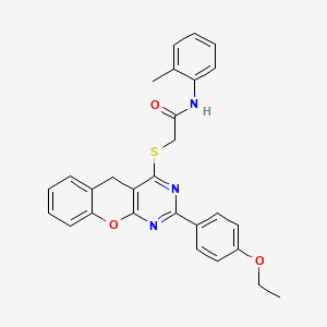 molecular formula C28H25N3O3S B2458478 2-((2-(4-ethoxyphenyl)-5H-chromeno[2,3-d]pyrimidin-4-yl)thio)-N-(o-tolyl)acetamide CAS No. 866589-02-8
