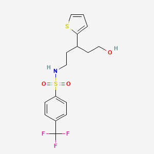 molecular formula C16H18F3NO3S2 B2458479 N-(5-hydroxy-3-(thiophen-2-yl)pentyl)-4-(trifluoromethyl)benzenesulfonamide CAS No. 2034481-52-0