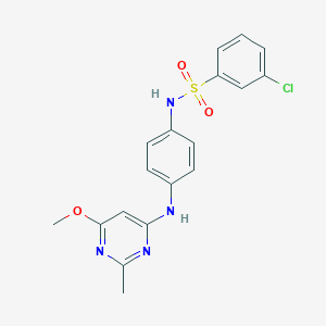 molecular formula C18H17ClN4O3S B2458482 3-chloro-N-(4-((6-methoxy-2-methylpyrimidin-4-yl)amino)phenyl)benzenesulfonamide CAS No. 946201-76-9