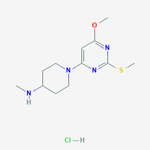 molecular formula C12H21ClN4OS B2458489 1-(6-Methoxy-2-(methylthio)pyrimidin-4-yl)-N-methylpiperidin-4-amine hydrochloride CAS No. 1353947-62-2