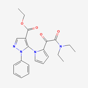 molecular formula C22H24N4O4 B2458490 ethyl 5-{2-[2-(diethylamino)-2-oxoacetyl]-1H-pyrrol-1-yl}-1-phenyl-1H-pyrazole-4-carboxylate CAS No. 477709-21-0