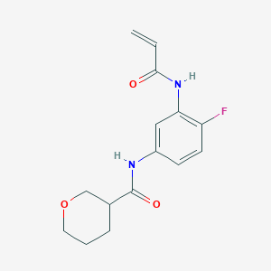 molecular formula C15H17FN2O3 B2458496 N-[4-Fluoro-3-(prop-2-enoylamino)phenyl]oxane-3-carboxamide CAS No. 2200169-32-8