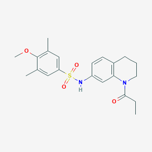 molecular formula C21H26N2O4S B2458509 4-甲氧基-3,5-二甲基-N-(1-丙酰基-1,2,3,4-四氢喹啉-7-基)苯磺酰胺 CAS No. 946221-96-1