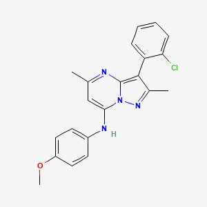 molecular formula C21H19ClN4O B2458515 3-(2-chlorophenyl)-N-(4-methoxyphenyl)-2,5-dimethylpyrazolo[1,5-a]pyrimidin-7-amine CAS No. 890632-86-7