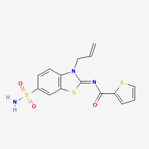 molecular formula C15H13N3O3S3 B2458519 (Z)-N-(3-allyl-6-sulfamoylbenzo[d]thiazol-2(3H)-ylidene)thiophene-2-carboxamide CAS No. 865176-01-8