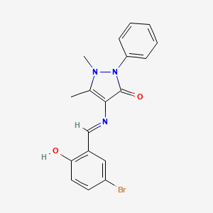 molecular formula C18H16BrN3O2 B2458531 (E)-4-((5-溴-2-羟基苄亚胺)氨基)-1,5-二甲基-2-苯基-1H-吡唑-3(2H)-酮 CAS No. 951389-94-9