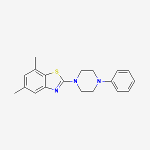 molecular formula C19H21N3S B2458537 5,7-Dimethyl-2-(4-phenylpiperazin-1-yl)-1,3-benzothiazole CAS No. 863001-37-0
