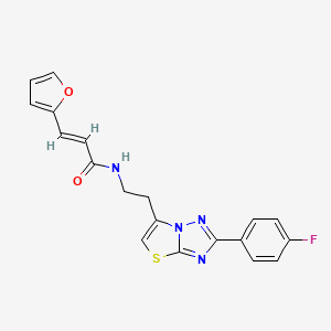 molecular formula C19H15FN4O2S B2458538 (E)-N-(2-(2-(4-fluorophenyl)thiazolo[3,2-b][1,2,4]triazol-6-yl)ethyl)-3-(furan-2-yl)acrylamide CAS No. 894029-76-6