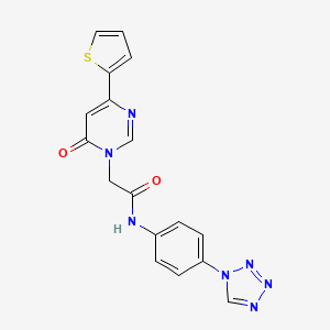 molecular formula C17H13N7O2S B2458550 N-(4-(1H-tetrazol-1-yl)phenyl)-2-(6-oxo-4-(thiophen-2-yl)pyrimidin-1(6H)-yl)acetamide CAS No. 1251578-37-6