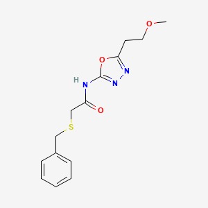 molecular formula C14H17N3O3S B2458563 2-(benzylthio)-N-(5-(2-methoxyethyl)-1,3,4-oxadiazol-2-yl)acetamide CAS No. 1396792-89-4