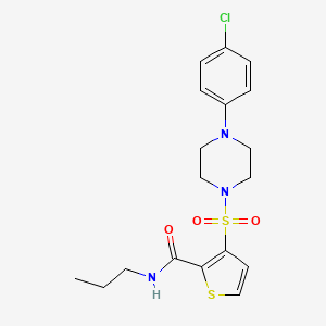 molecular formula C18H22ClN3O3S2 B2458566 3-((4-(4-chlorophenyl)piperazin-1-yl)sulfonyl)-N-propylthiophene-2-carboxamide CAS No. 1206994-91-3