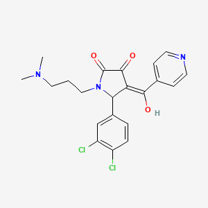 molecular formula C21H21Cl2N3O3 B2458573 5-(3,4-dichlorophenyl)-1-(3-(dimethylamino)propyl)-3-hydroxy-4-isonicotinoyl-1H-pyrrol-2(5H)-one CAS No. 627475-52-9
