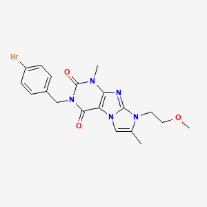 molecular formula C19H20BrN5O3 B2458576 3-(4-bromobenzyl)-8-(2-methoxyethyl)-1,7-dimethyl-1H-imidazo[2,1-f]purine-2,4(3H,8H)-dione CAS No. 887465-31-8