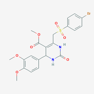 molecular formula C21H21BrN2O7S B2458600 Methyl 6-(((4-bromophenyl)sulfonyl)methyl)-4-(3,4-dimethoxyphenyl)-2-oxo-1,2,3,4-tetrahydropyrimidine-5-carboxylate CAS No. 892361-60-3
