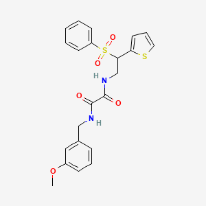 molecular formula C22H22N2O5S2 B2458611 N-(3-甲氧基苄基)-N'-[2-(苯磺酰基)-2-(2-噻吩基)乙基]乙二酰胺 CAS No. 896335-31-2
