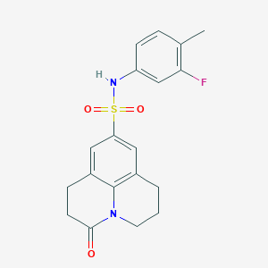 molecular formula C19H19FN2O3S B2458613 N-(3-氟-4-甲基苯基)-3-氧代-1,2,3,5,6,7-六氢吡啶并[3,2,1-ij]喹啉-9-磺酰胺 CAS No. 898438-60-3