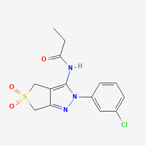 molecular formula C14H14ClN3O3S B2458619 N-(2-(3-氯苯基)-5,5-二氧化-4,6-二氢-2H-噻吩并[3,4-c]吡唑-3-基)丙酰胺 CAS No. 449788-59-4