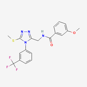 molecular formula C19H17F3N4O2S B2458625 3-甲氧基-N-((5-(甲硫基)-4-(3-(三氟甲基)苯基)-4H-1,2,4-三唑-3-基)甲基)苯甲酰胺 CAS No. 391919-48-5