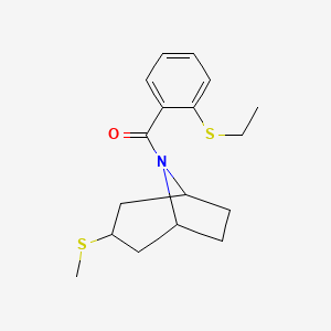 molecular formula C17H23NOS2 B2458628 (2-(乙硫基)苯基)((1R,5S)-3-(甲硫基)-8-氮杂双环[3.2.1]辛-8-基)甲酮 CAS No. 1788773-81-8