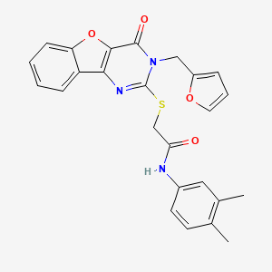 B2458629 N-(3,4-dimethylphenyl)-2-{[3-(2-furylmethyl)-4-oxo-3,4-dihydro[1]benzofuro[3,2-d]pyrimidin-2-yl]thio}acetamide CAS No. 902904-21-6