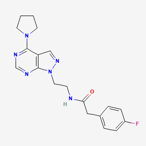 B2458630 2-(4-fluorophenyl)-N-(2-(4-(pyrrolidin-1-yl)-1H-pyrazolo[3,4-d]pyrimidin-1-yl)ethyl)acetamide CAS No. 1021061-29-9