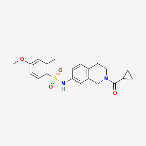 molecular formula C21H24N2O4S B2458634 N-(2-(环丙烷甲酰基)-1,2,3,4-四氢异喹啉-7-基)-4-甲氧基-2-甲基苯磺酰胺 CAS No. 955776-90-6
