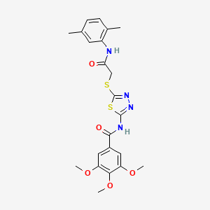 molecular formula C22H24N4O5S2 B2458643 N-[5-[2-(2,5-二甲基苯胺基)-2-氧代乙基]硫代基-1,3,4-噻二唑-2-基]-3,4,5-三甲氧基苯甲酰胺 CAS No. 392295-30-6