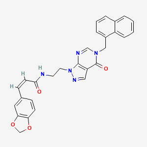 (Z)-3-(benzo[d][1,3]dioxol-5-yl)-N-(2-(5-(naphthalen-1-ylmethyl)-4-oxo-4,5-dihydro-1H-pyrazolo[3,4-d]pyrimidin-1-yl)ethyl)acrylamide