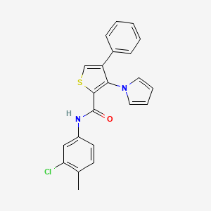 molecular formula C22H17ClN2OS B2458670 N-(3-chloro-4-methylphenyl)-4-phenyl-3-(1H-pyrrol-1-yl)thiophene-2-carboxamide CAS No. 1291832-03-5