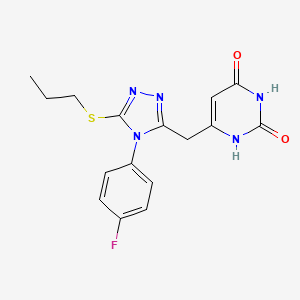 molecular formula C16H16FN5O2S B2458679 6-[[4-(4-氟苯基)-5-丙基硫代-1,2,4-三唑-3-基]甲基]-1H-嘧啶-2,4-二酮 CAS No. 852153-89-0