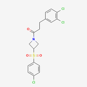 molecular formula C18H16Cl3NO3S B2458688 1-(3-((4-氯苯基)磺酰基)氮杂环丁-1-基)-3-(3,4-二氯苯基)丙-1-酮 CAS No. 1448137-41-4