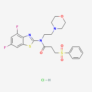 molecular formula C22H24ClF2N3O4S2 B2458691 盐酸N-(4,6-二氟苯并[d]噻唑-2-基)-N-(2-吗啉乙基)-3-(苯磺酰基)丙酰胺 CAS No. 1215321-31-5