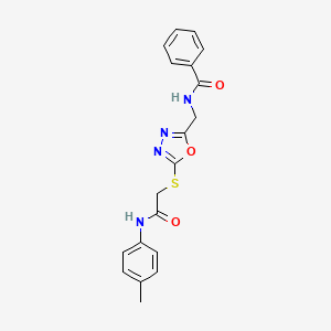molecular formula C19H18N4O3S B2458699 N-((5-((2-氧代-2-(对甲苯胺)乙基)硫代)-1,3,4-恶二唑-2-基)甲基)苯甲酰胺 CAS No. 903344-80-9