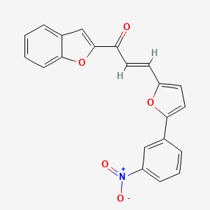 molecular formula C21H13NO5 B2458707 (E)-1-(benzofuran-2-yl)-3-(5-(3-nitrophenyl)furan-2-yl)prop-2-en-1-one CAS No. 300559-86-8