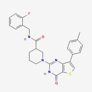 molecular formula C26H25FN4O2S B2458720 N-(2-fluorobenzyl)-1-[7-(4-methylphenyl)-4-oxo-3,4-dihydrothieno[3,2-d]pyrimidin-2-yl]piperidine-3-carboxamide CAS No. 1242965-80-5