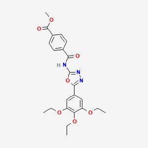 molecular formula C23H25N3O7 B2458731 Methyl 4-((5-(3,4,5-triethoxyphenyl)-1,3,4-oxadiazol-2-yl)carbamoyl)benzoate CAS No. 891127-49-4