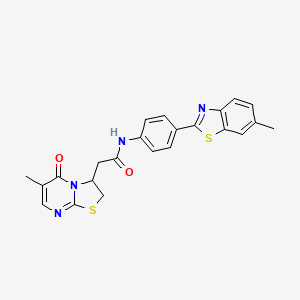 2-(6-methyl-5-oxo-3,5-dihydro-2H-thiazolo[3,2-a]pyrimidin-3-yl)-N-(4-(6-methylbenzo[d]thiazol-2-yl)phenyl)acetamide