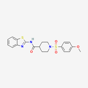 molecular formula C20H21N3O4S2 B2458743 N-(benzo[d]thiazol-2-yl)-1-((4-methoxyphenyl)sulfonyl)piperidine-4-carboxamide CAS No. 923407-00-5
